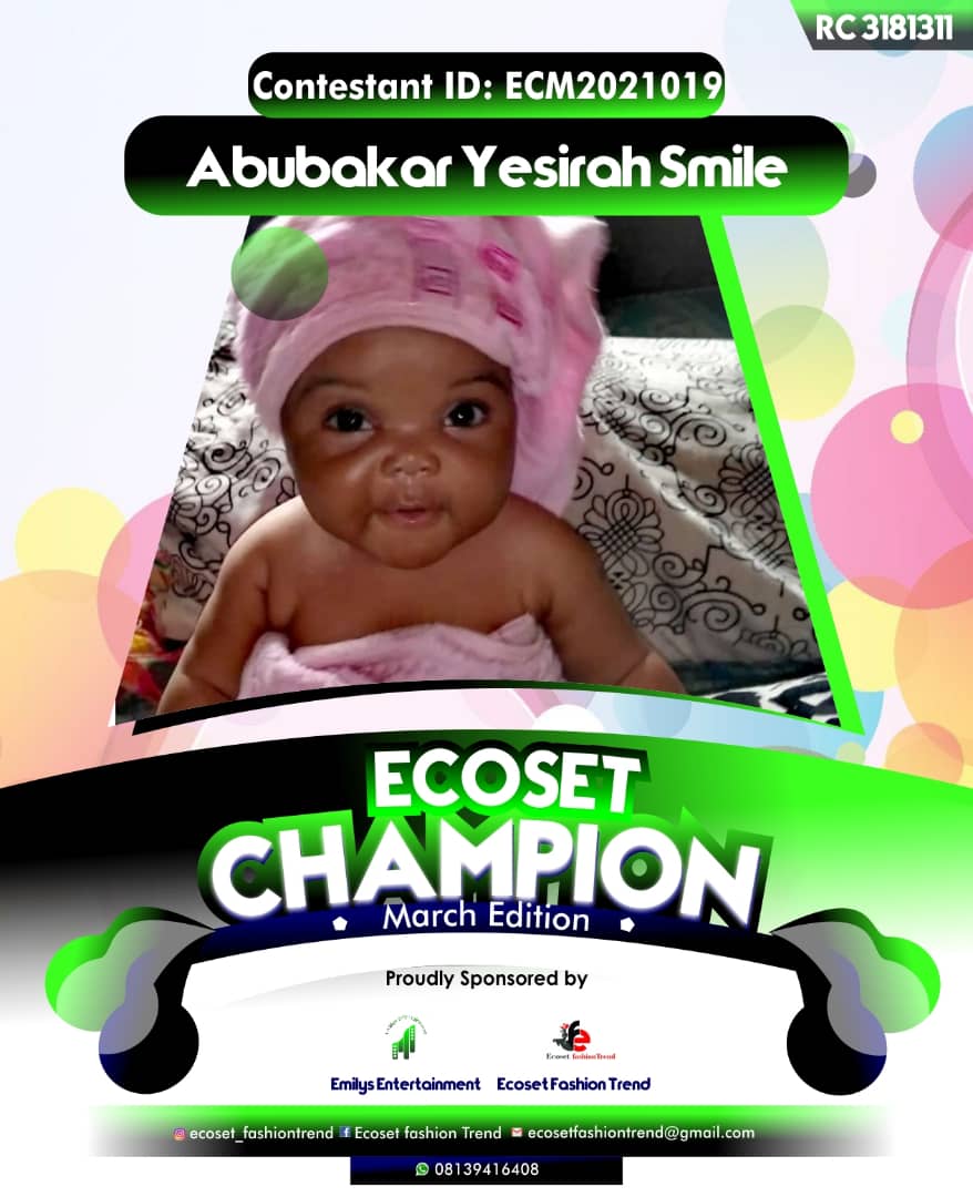 Vote ABUBAKAR	YESIRAH SMILE in ECOSET CAMPIONS OF MARCH Voting Contest @ Fetem.com.ng
