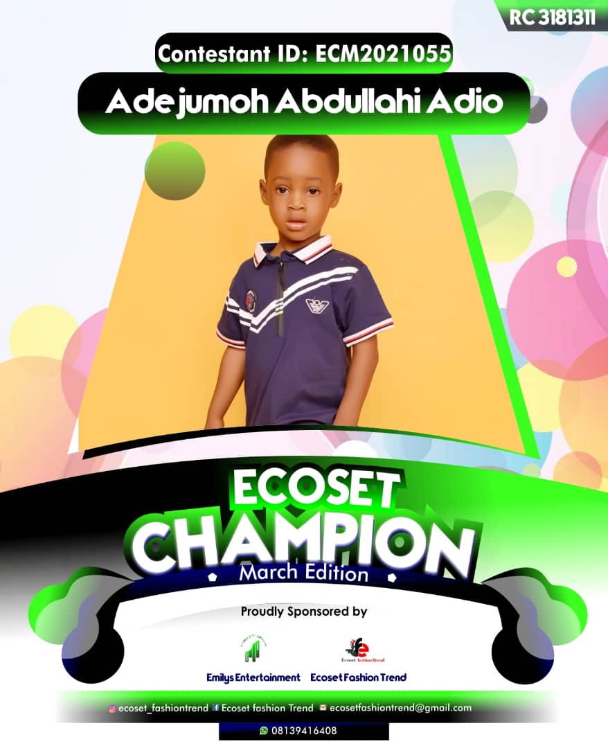 Vote ADEJUMOH	ABDULLAHI ADIO in ECOSET CAMPIONS OF MARCH Voting Contest @ Fetem.com.ng