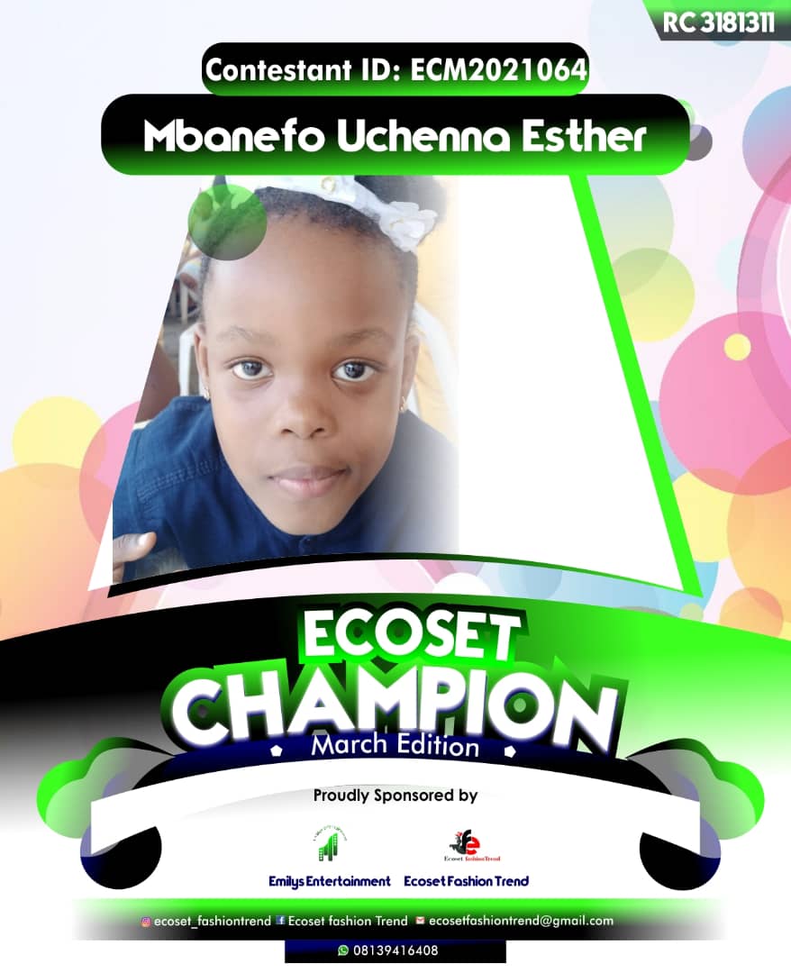 Vote MBANEFO	UCHENNA ESTHER in ECOSET CAMPIONS OF MARCH Voting Contest @ Fetem.com.ng