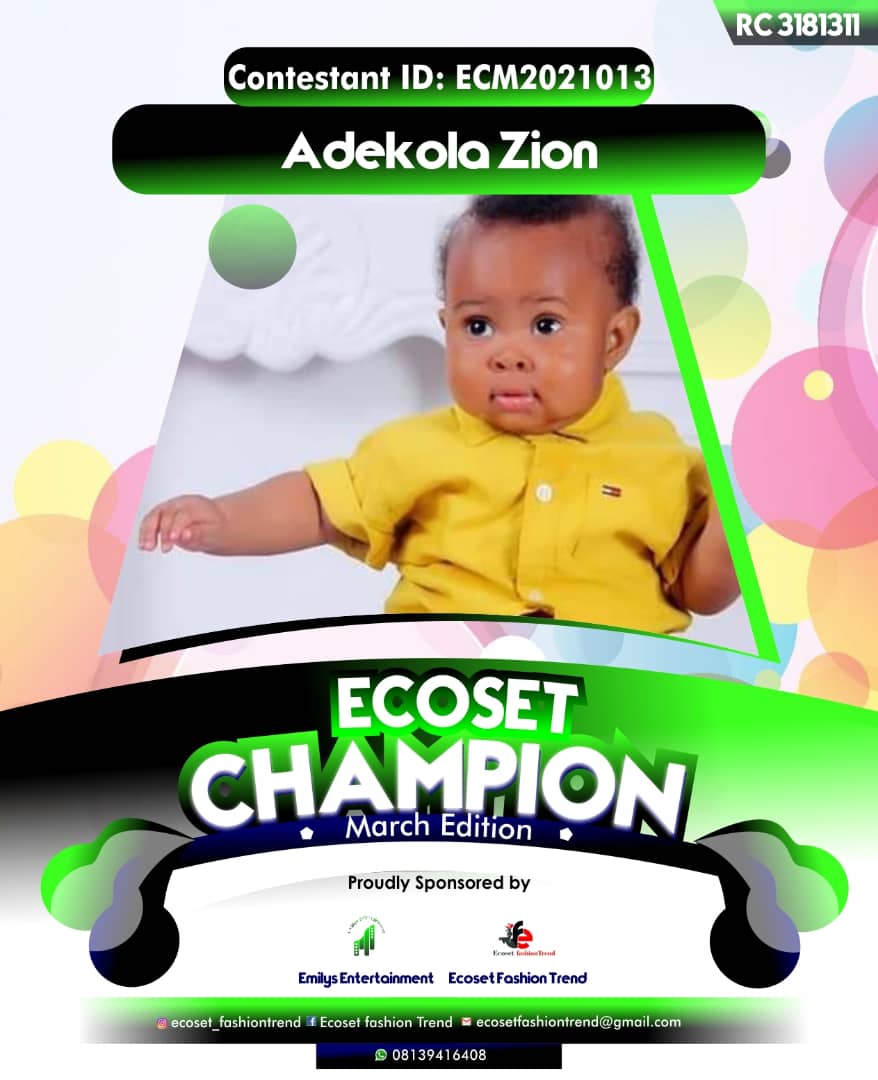 Vote ADEKOLA	ZION OLUWAPAMILERIN in ECOSET CAMPIONS OF MARCH Voting Contest @ Fetem.com.ng