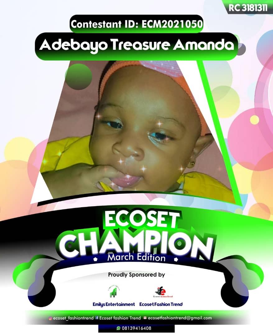 Vote ADEBAYO	TREASURE AMANDA in ECOSET CAMPIONS OF MARCH Voting Contest @ Fetem.com.ng