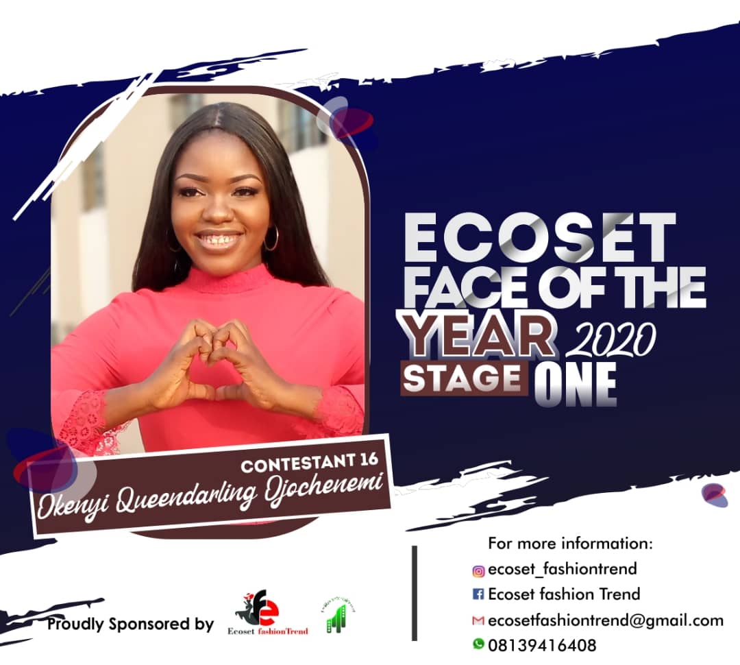 Vote OKENYI	QUEENDARLING OJOCHENEMI in FACE OF THE YEAR ECOSET FASHION 2020 (STAGE 2) Voting Contest @ Fetem.com.ng