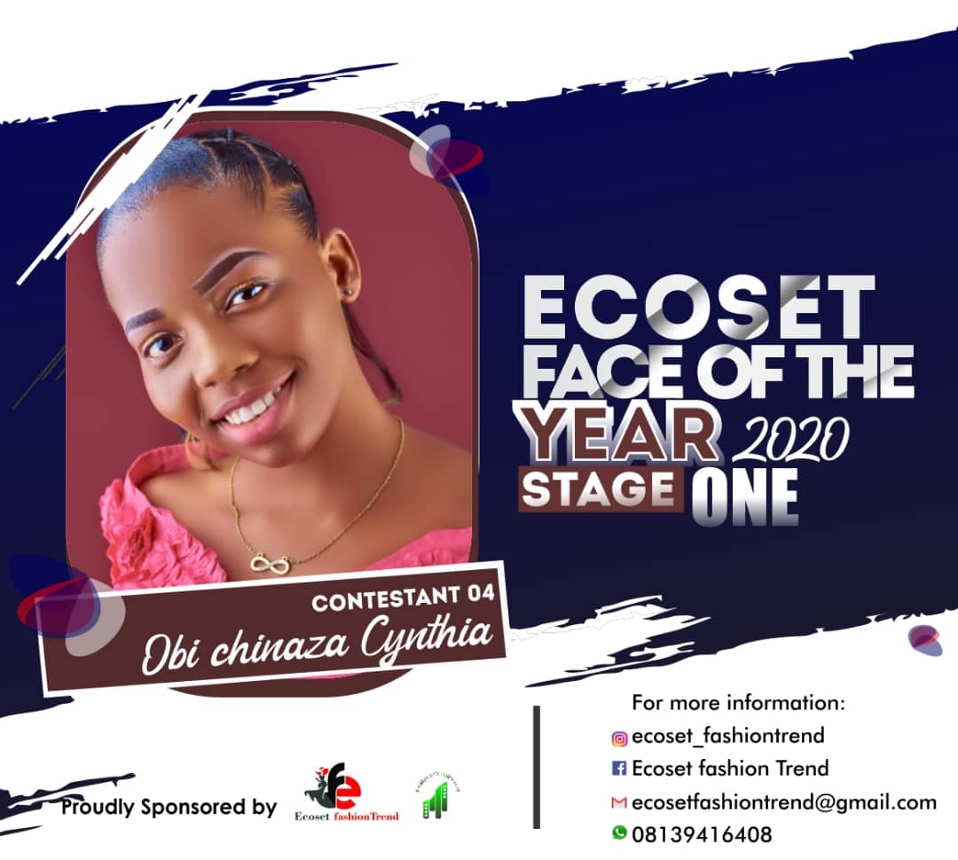 Vote OBI	CHINAZA CYNTHIA in FACE OF THE YEAR ECOSET FASHION 2020 (STAGE 2) Voting Contest @ Fetem.com.ng