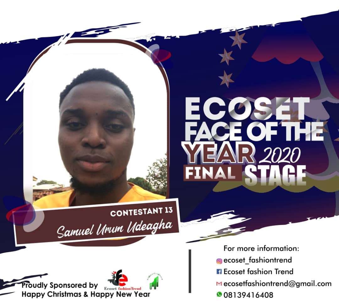Vote URUM	SAMUEL UDEAGHA in FACE OF THE YEAR ECOSET FASHION 2020 (STAGE 2) Voting Contest @ Fetem.com.ng